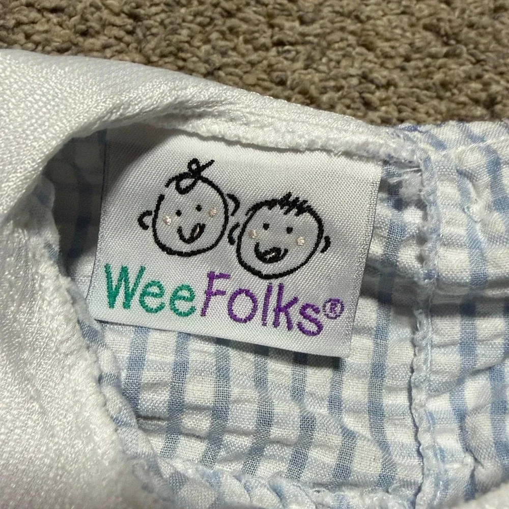 Vintage WeeFolks Baby Girl Romper 6/9M Strawberry Gingham Ruffle Bubble